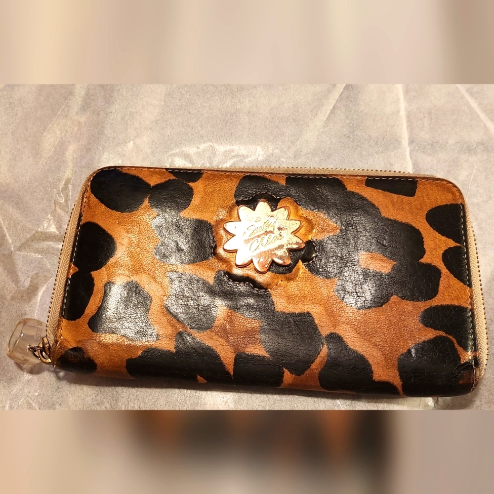 SEE BY CHLOE Women's Long Zip Around Leapard Print Leather Wallet 8" X 4"